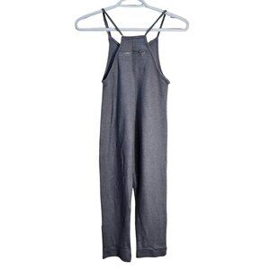 NWT | Kids Gray Ribbed Knit Jumpsuit Overalls Wide Strap Tapered Leg | Size 5/6